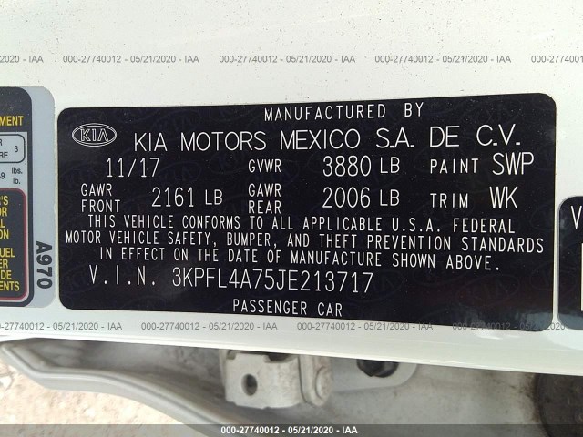 Photo 8 VIN: 3KPFL4A75JE213717 - KIA FORTE 