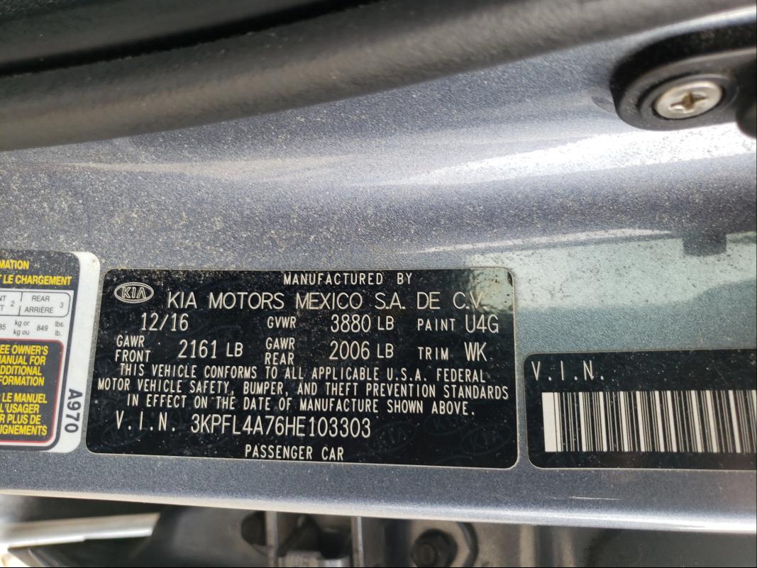 Photo 9 VIN: 3KPFL4A76HE103303 - KIA FORTE LX 