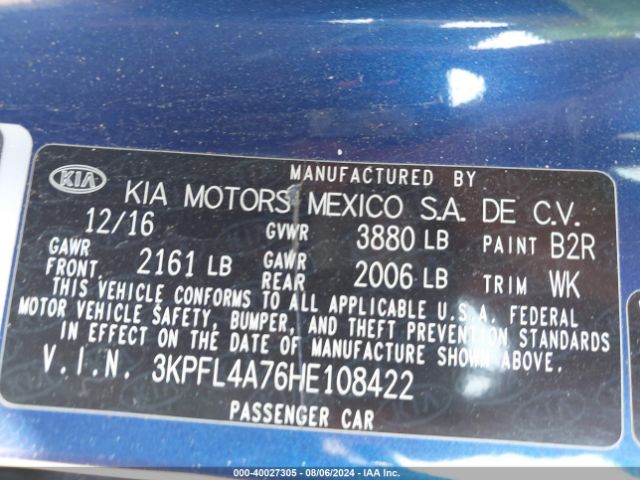 Photo 8 VIN: 3KPFL4A76HE108422 - KIA FORTE 