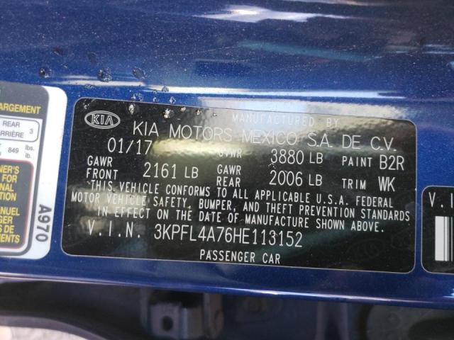 Photo 9 VIN: 3KPFL4A76HE113152 - KIA FORTE LX 