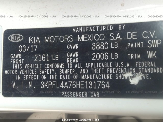 Photo 8 VIN: 3KPFL4A76HE131764 - KIA FORTE 