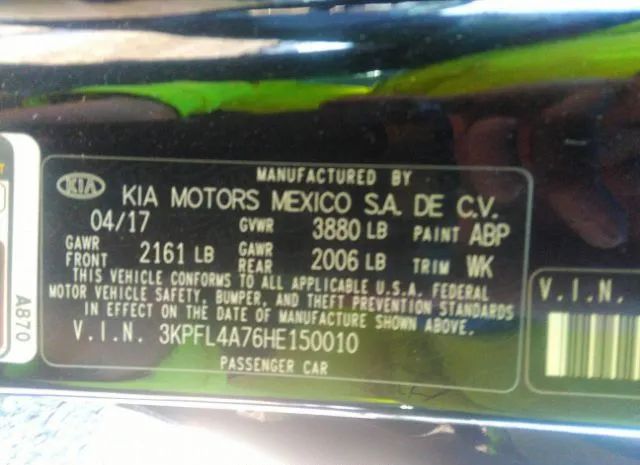 Photo 8 VIN: 3KPFL4A76HE150010 - KIA FORTE 