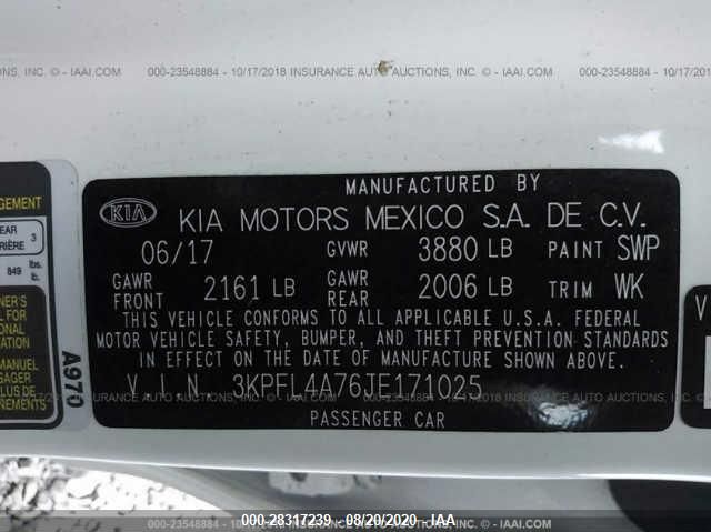 Photo 8 VIN: 3KPFL4A76JE171025 - KIA FORTE 