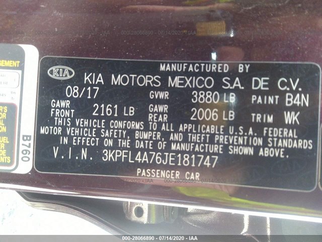 Photo 8 VIN: 3KPFL4A76JE181747 - KIA FORTE 