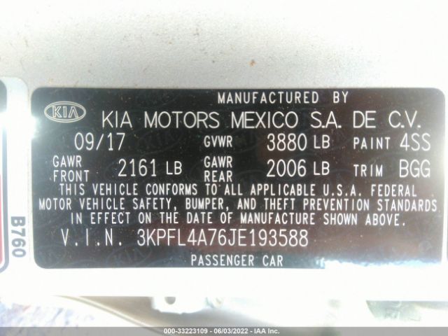 Photo 8 VIN: 3KPFL4A76JE193588 - KIA FORTE 