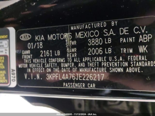 Photo 8 VIN: 3KPFL4A76JE226217 - KIA FORTE 