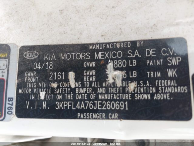 Photo 8 VIN: 3KPFL4A76JE260691 - KIA FORTE 