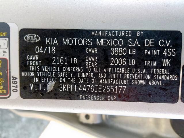 Photo 9 VIN: 3KPFL4A76JE265177 - KIA FORTE LX 