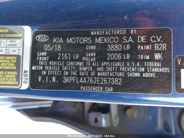 Photo 8 VIN: 3KPFL4A76JE267382 - KIA FORTE 