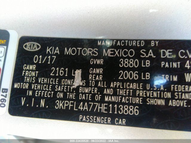 Photo 8 VIN: 3KPFL4A77HE113886 - KIA FORTE 