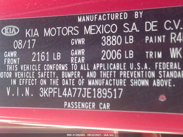 Photo 8 VIN: 3KPFL4A77JE189517 - KIA FORTE 