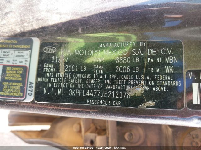 Photo 8 VIN: 3KPFL4A77JE212178 - KIA FORTE 