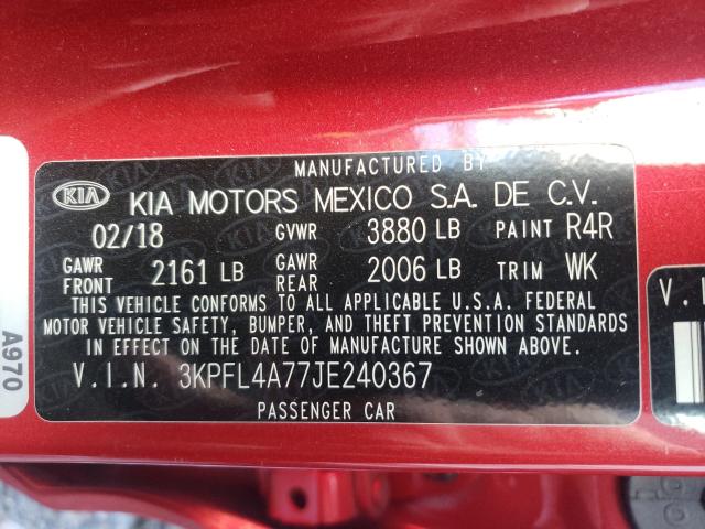 Photo 9 VIN: 3KPFL4A77JE240367 - KIA FORTE LX 