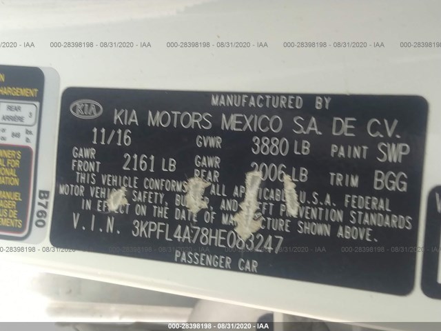 Photo 8 VIN: 3KPFL4A78HE083247 - KIA FORTE 