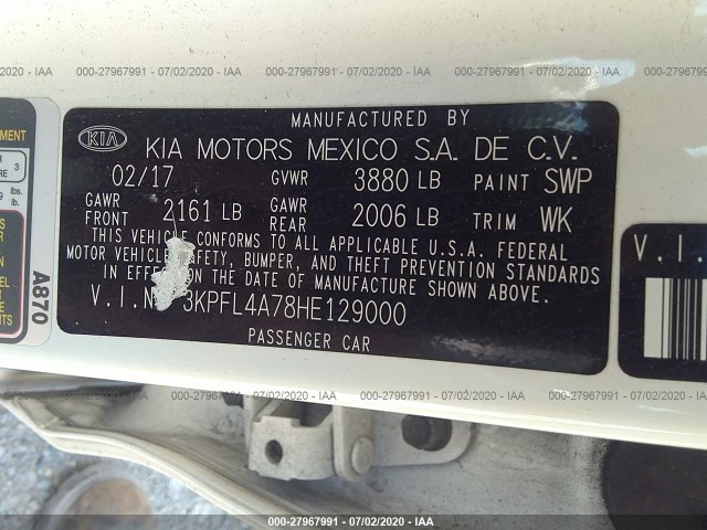 Photo 8 VIN: 3KPFL4A78HE129000 - KIA FORTE 