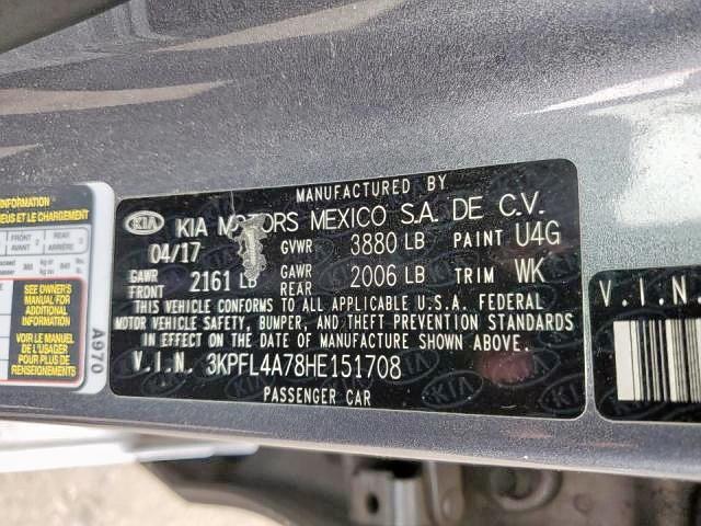 Photo 9 VIN: 3KPFL4A78HE151708 - KIA FORTE LX 