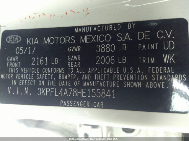 Photo 8 VIN: 3KPFL4A78HE155841 - KIA FORTE 