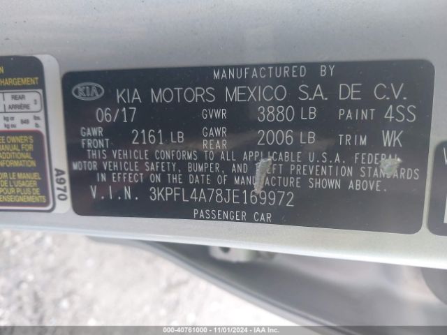 Photo 8 VIN: 3KPFL4A78JE169972 - KIA FORTE 