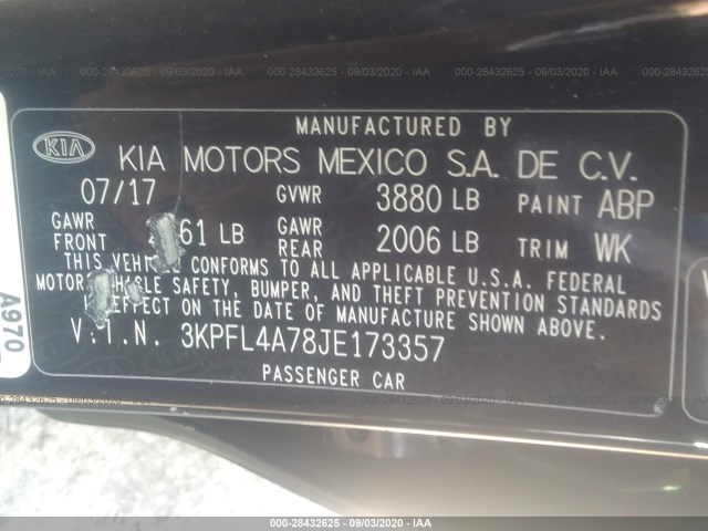 Photo 8 VIN: 3KPFL4A78JE173357 - KIA FORTE 