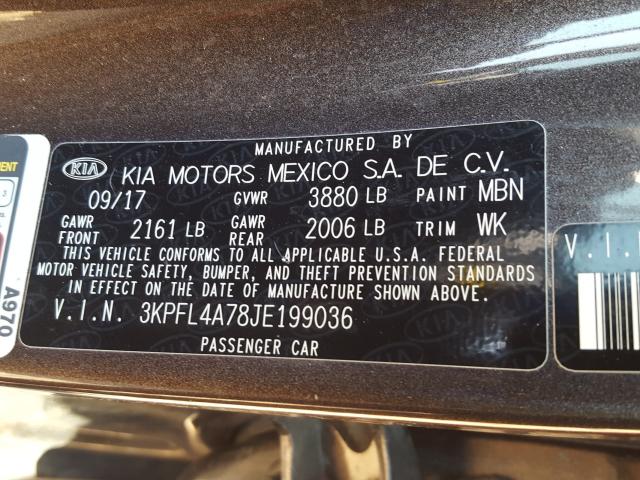 Photo 9 VIN: 3KPFL4A78JE199036 - KIA FORTE LX 