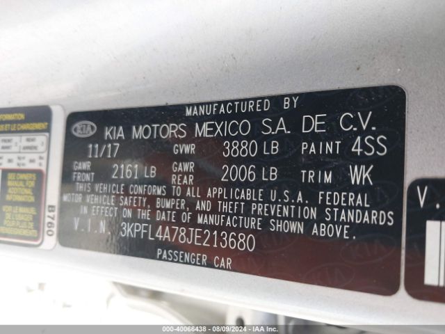 Photo 8 VIN: 3KPFL4A78JE213680 - KIA FORTE 