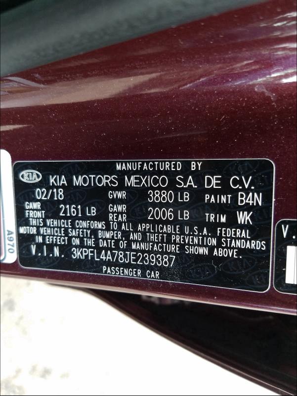 Photo 9 VIN: 3KPFL4A78JE239387 - KIA FORTE 