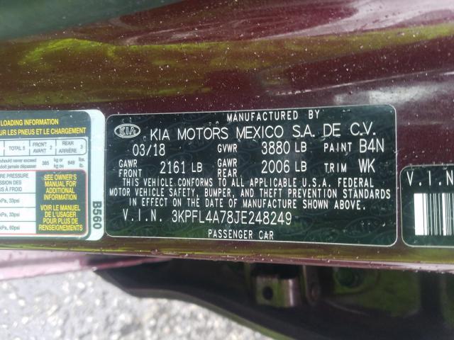 Photo 9 VIN: 3KPFL4A78JE248249 - KIA FORTE LX 