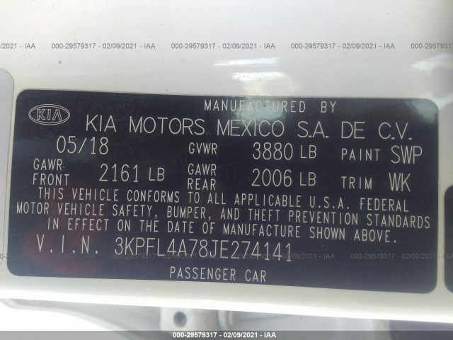 Photo 8 VIN: 3KPFL4A78JE274141 - KIA FORTE 