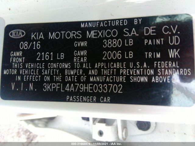 Photo 8 VIN: 3KPFL4A79HE033702 - KIA FORTE 