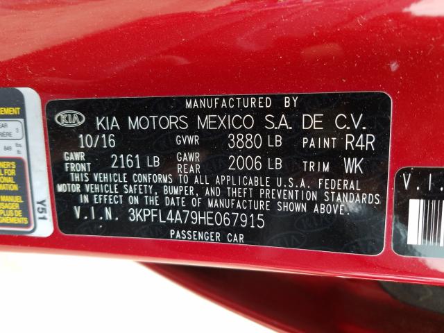 Photo 9 VIN: 3KPFL4A79HE067915 - KIA FORTE LX 