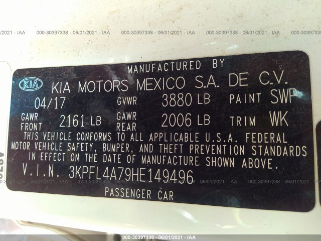 Photo 8 VIN: 3KPFL4A79HE149496 - KIA FORTE 