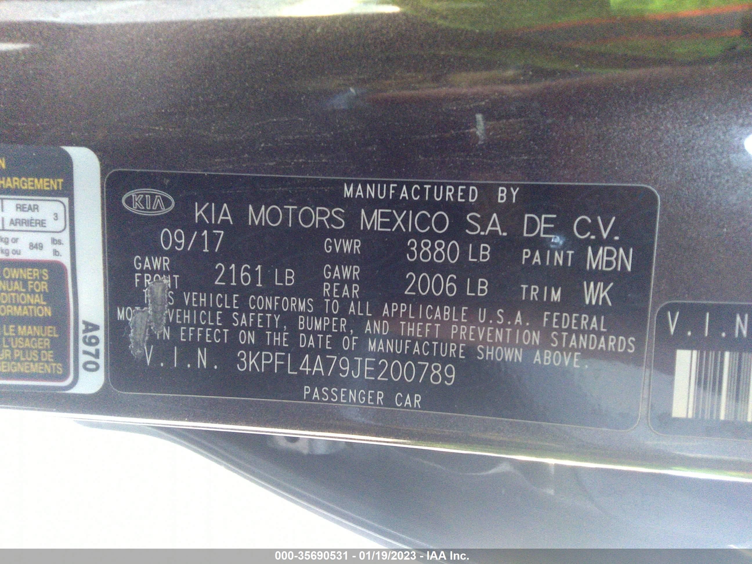 Photo 8 VIN: 3KPFL4A79JE200789 - KIA FORTE 