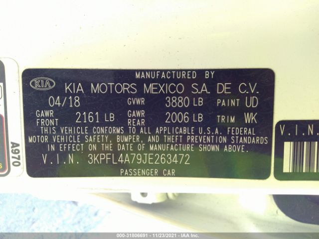 Photo 8 VIN: 3KPFL4A79JE263472 - KIA FORTE 