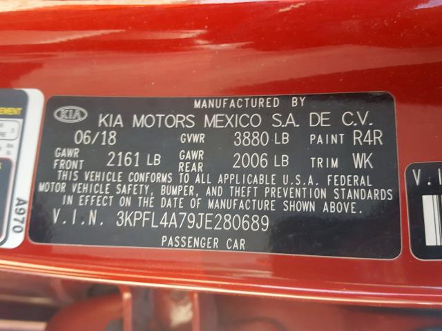 Photo 9 VIN: 3KPFL4A79JE280689 - KIA FORTE LX 