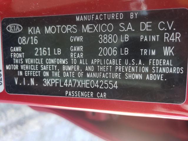 Photo 9 VIN: 3KPFL4A7XHE042554 - KIA FORTE LX 