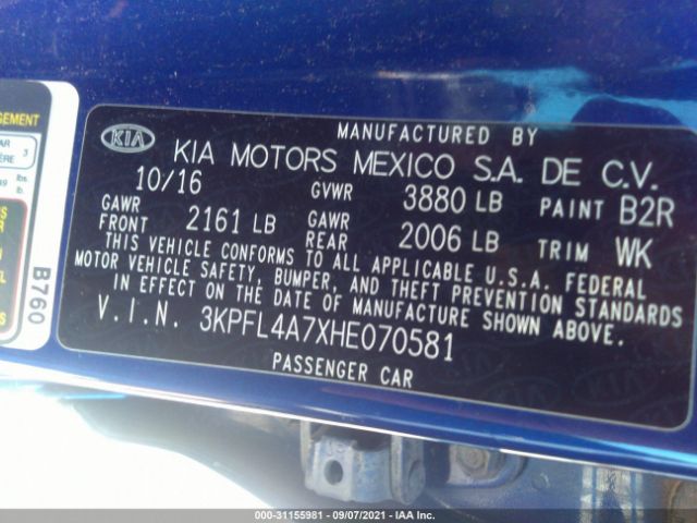 Photo 8 VIN: 3KPFL4A7XHE070581 - KIA FORTE 