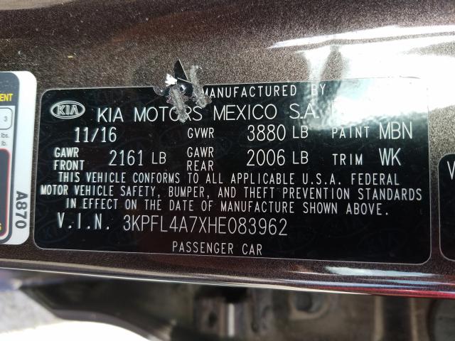 Photo 9 VIN: 3KPFL4A7XHE083962 - KIA FORTE LX 