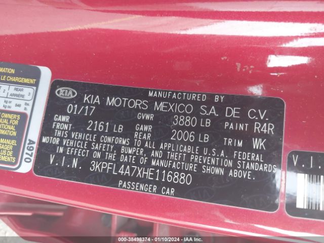 Photo 8 VIN: 3KPFL4A7XHE116880 - KIA FORTE 