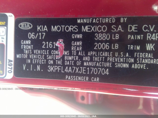 Photo 8 VIN: 3KPFL4A7XJE170704 - KIA FORTE 