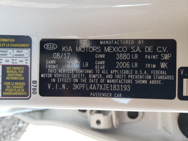 Photo 12 VIN: 3KPFL4A7XJE183193 - KIA FORTE LX 