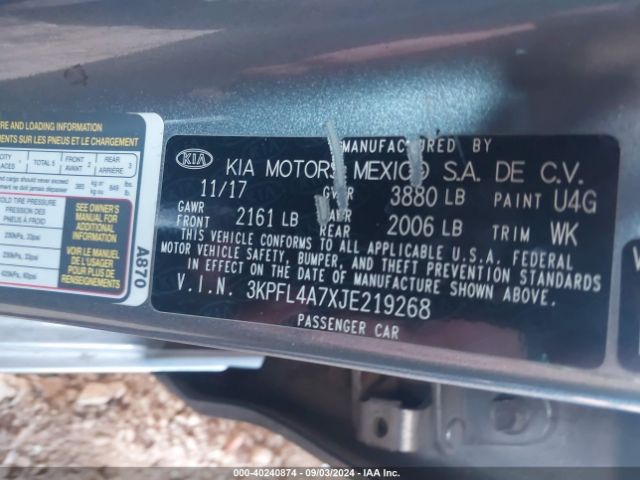 Photo 8 VIN: 3KPFL4A7XJE219268 - KIA FORTE 