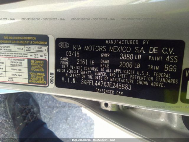 Photo 8 VIN: 3KPFL4A7XJE248883 - KIA FORTE 