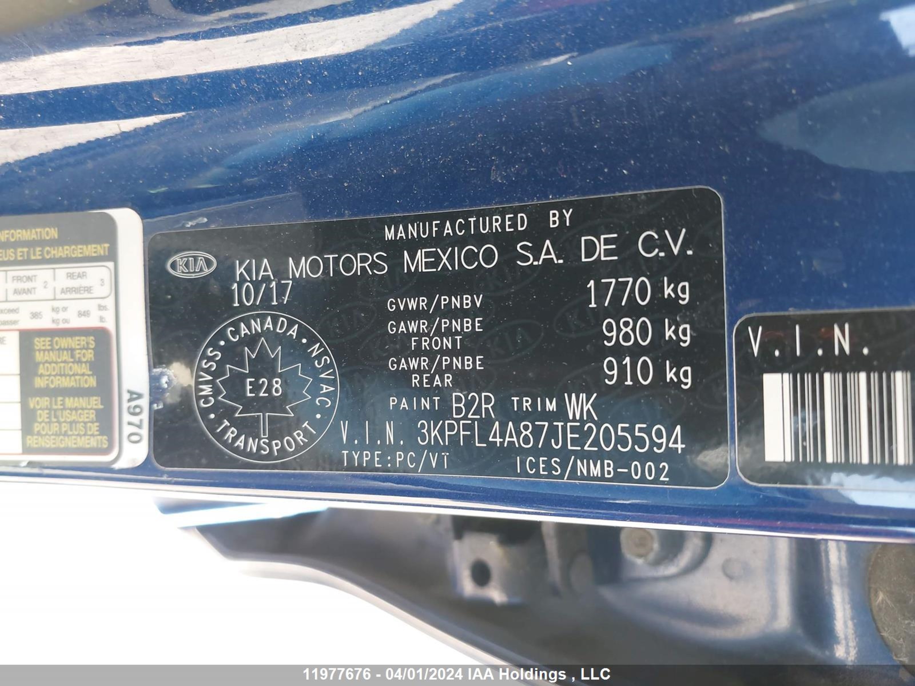 Photo 8 VIN: 3KPFL4A87JE205594 - KIA FORTE 