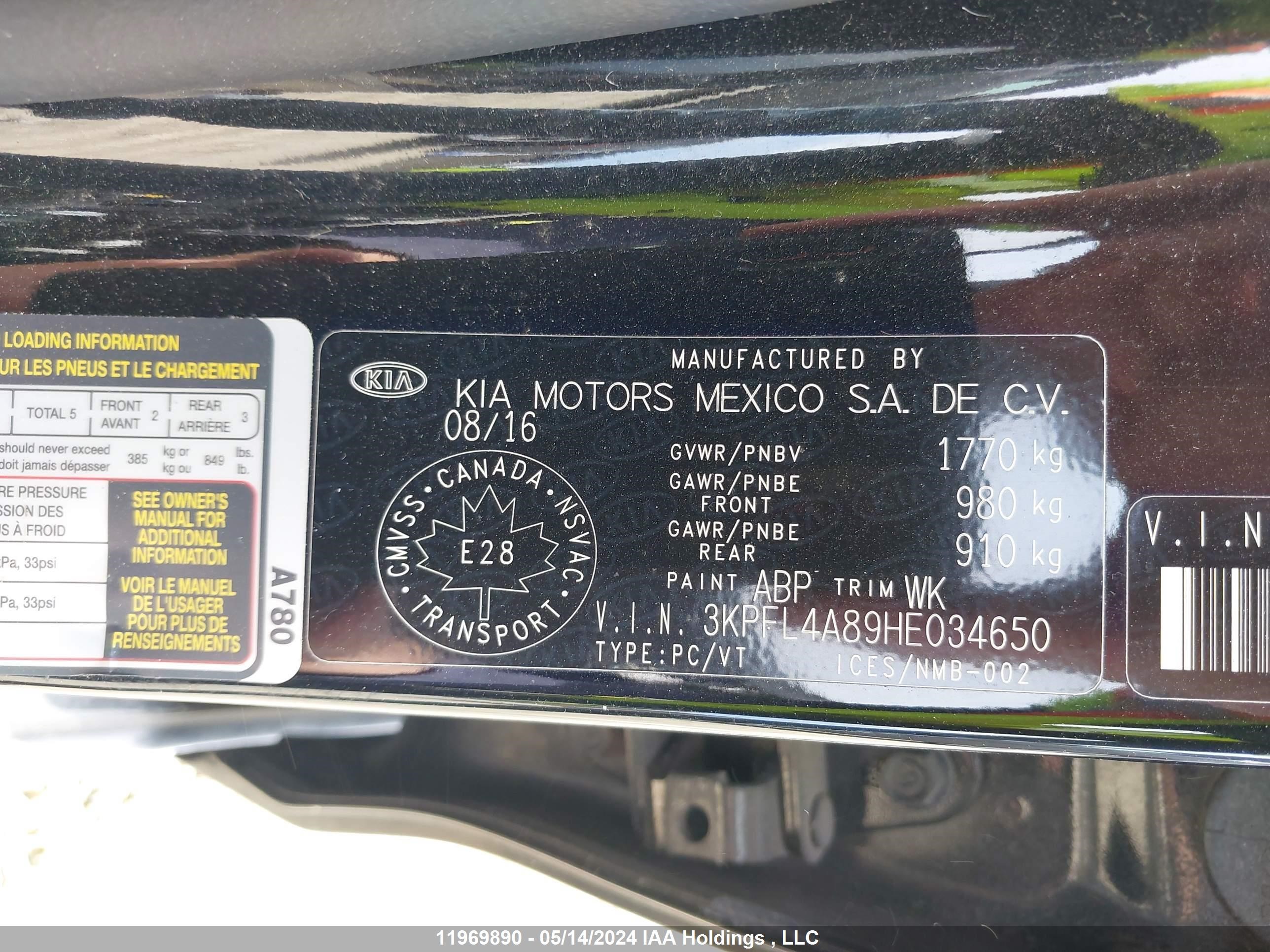 Photo 8 VIN: 3KPFL4A89HE034650 - KIA FORTE 