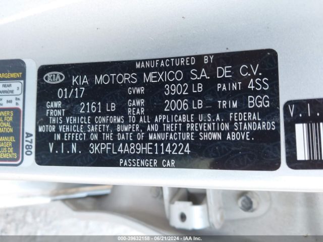 Photo 8 VIN: 3KPFL4A89HE114224 - KIA FORTE 