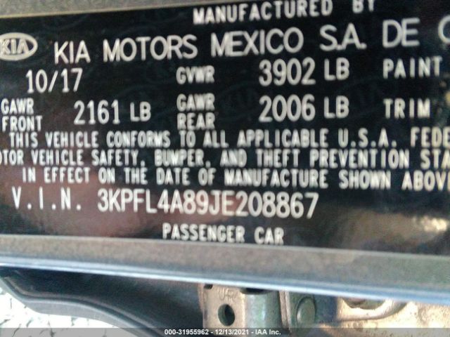 Photo 8 VIN: 3KPFL4A89JE208867 - KIA FORTE 