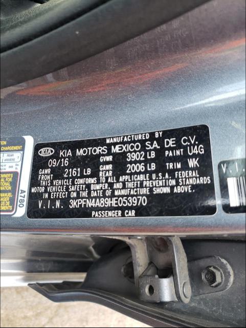 Photo 9 VIN: 3KPFN4A89HE053970 - KIA FORTE EX 