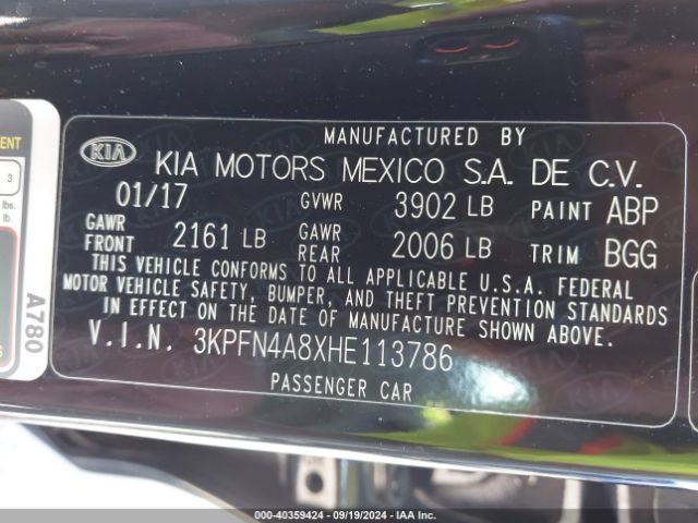 Photo 8 VIN: 3KPFN4A8XHE113786 - KIA FORTE 