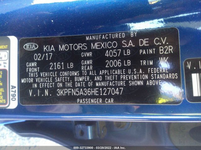 Photo 8 VIN: 3KPFN5A36HE127047 - KIA FORTE5 