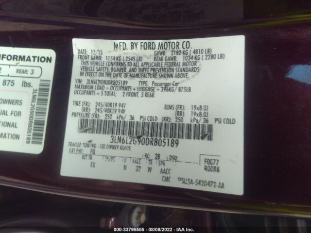 Photo 8 VIN: 3LN6L2G90DR805189 - LINCOLN MKZ 